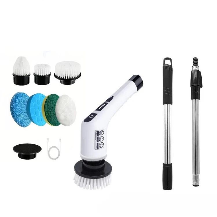 

Электрическая щетка для чистки, электрическая вращающаяся щетка для пола, беспроводная электрическая вращающаяся щетка для пола в гостиной, ванной комнате, плитка для пола белый