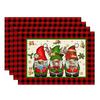 Red Buffalo Plaid Gnome Bell Christmas Winter Xmas Placemats Table Mats for Party Home Kitchen Dining Table Decor 12x18 Inch