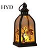 Spooky Halloween Decor Candle Lantern, Decorative Witch Skeleton Pumpkin Tabletop Festive Light for Haunted House, Front Porch, Gothic Home