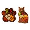 Plat à fruits unique en forme de patte de chat/chat en bois avec design compartimenté Plateau de service pour réunions de famille et pique-niques