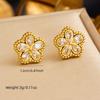 Gold-Plated Rhinestone Glass Flower Jewelry Set with Color Accents