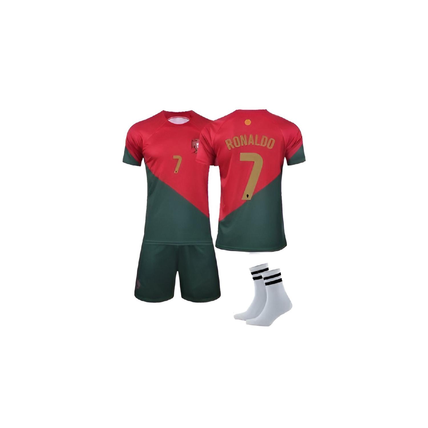 

Комплект из трех комплектов детского футбольного Джерси Ron.ldo Old Season Portugal Чемпионата мира по футболу 2022 года 10-11 Yaş красный