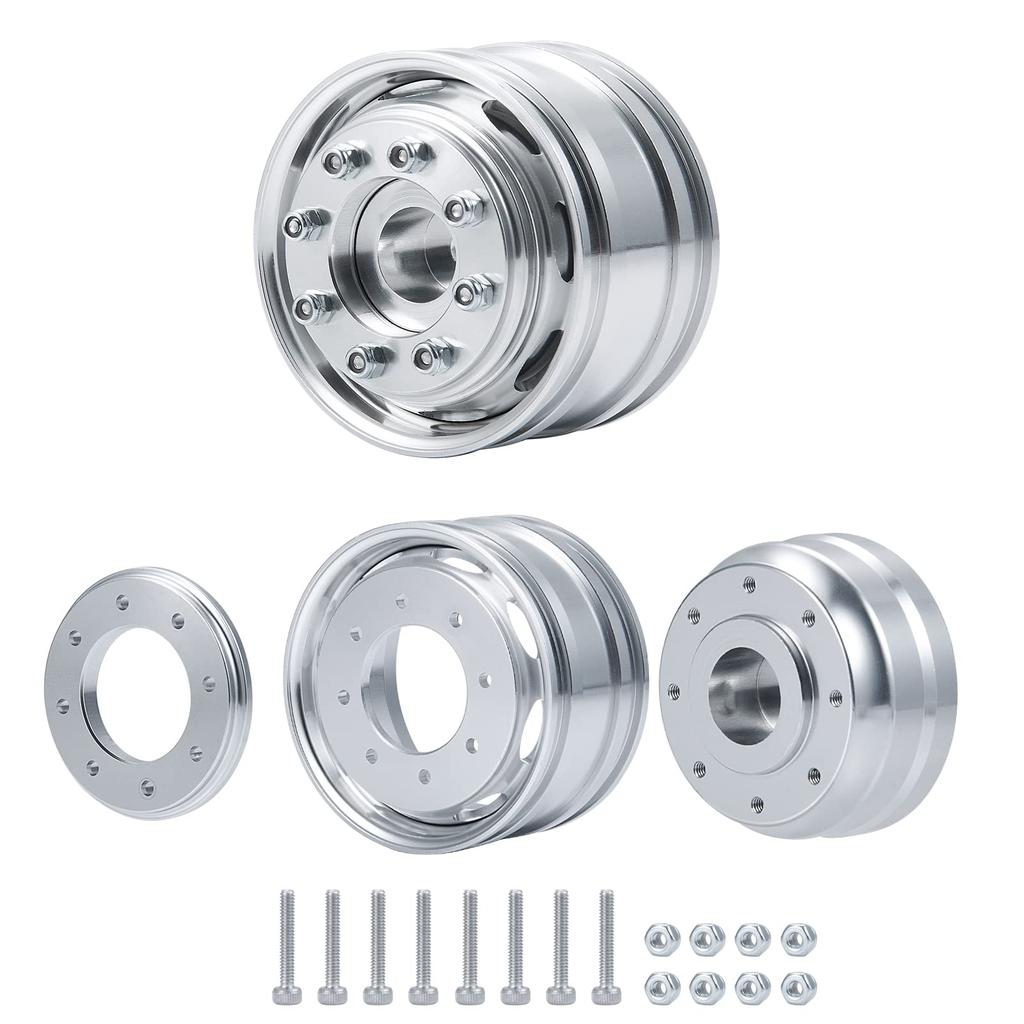 TRZX 1/14 Tamiya Tractor Trailer RC Car Aluminum Front Wheel Hub Rim Upgrade Parts (2 Pieces)
