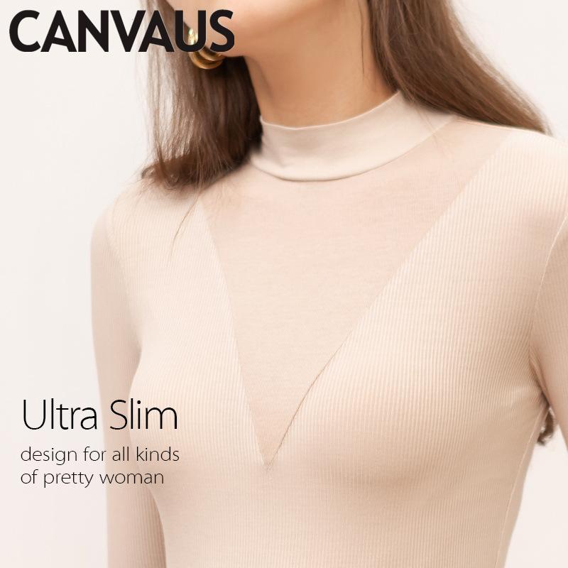 Early Autumn New Style Stitching Half-High Collar Solid Color Long-Sleeved Bottoming Shirt For Women