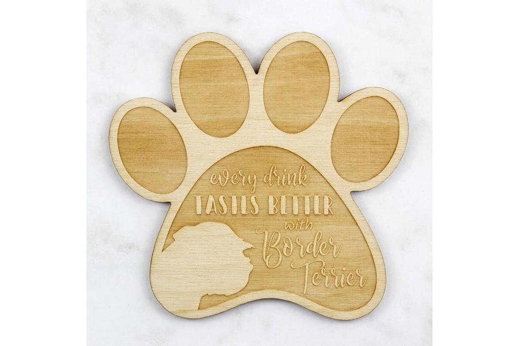 Border Terrier - Mug coaster, engraved coaster with dog, gift for dog lover by Art-Dog brand