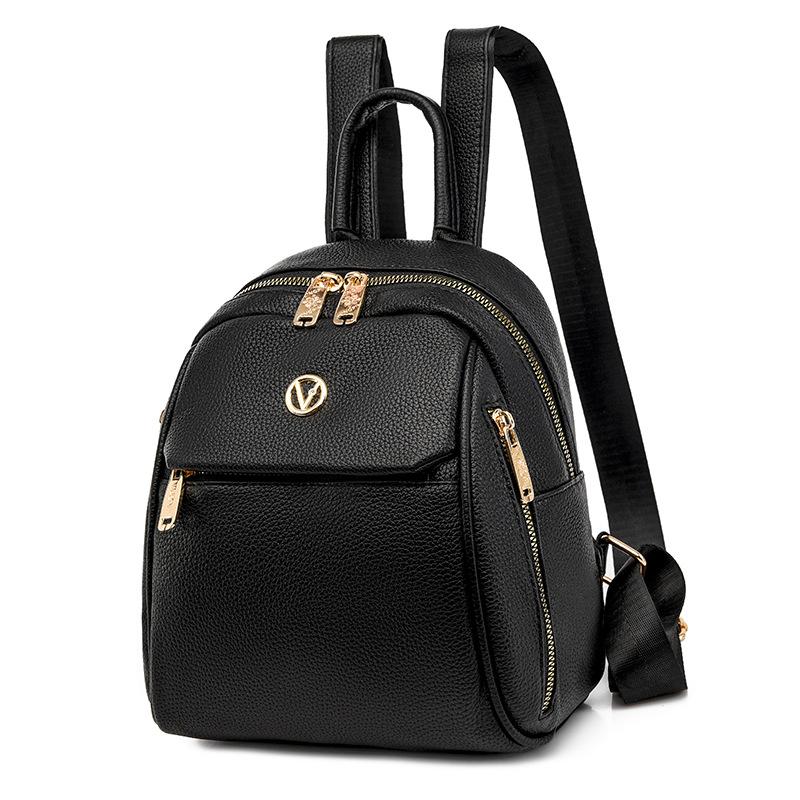Solid-color Soft Leather Ladies' Fashionable Backpack, High-end Travel Mini Simple Trendy Ladies' Shoulder Bag