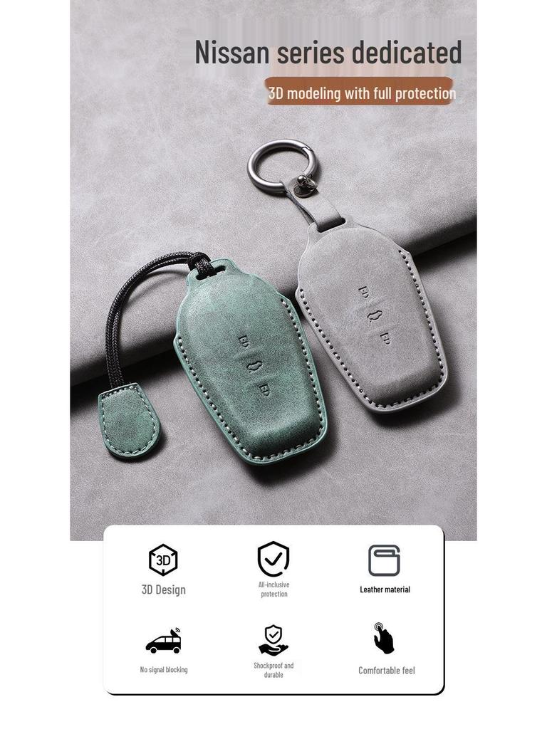 Nissan N7 Key Case Bag for 25 Models - Dongfeng New Energy Vehicle Remote Control Protective Leather Case with Buckle.