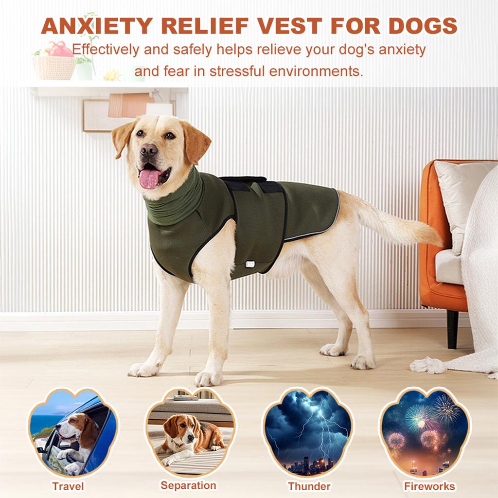 Dog Anti Anxiety Vest with Reflective Breathable Dog Jacket Keep Pet Calm Soft Pet Calming Vest for Dogs Cat Body & Ear Protect