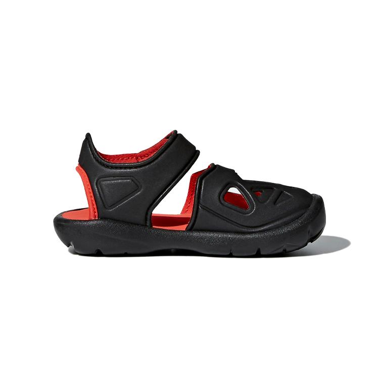 Adidas Neo FORTASWIM Synthetic Leather Comfortable Low top Toddler Shoes Black Red Infant And Toddler CQ0089