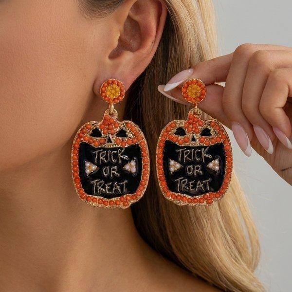 Cute Halloween Dangle Earrings for Women Cartoon Ghost Pumpkin Star Asymmetrical Long Tassel Earrings Party Statement Jewelry