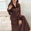 2025 Autumn/Winter Elegant Fur Collar Patchwork Dress