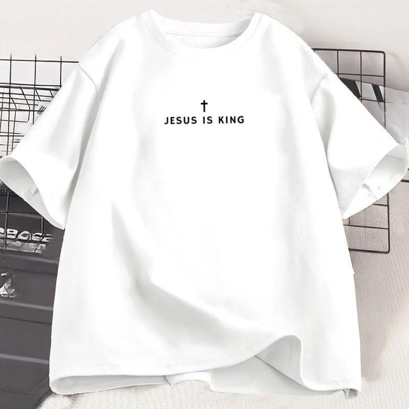 Jesus Is King Christian T Shirt Women Christian Merch Jesus TShirt Faith Short Sleeve Round Neck Graphic Tees