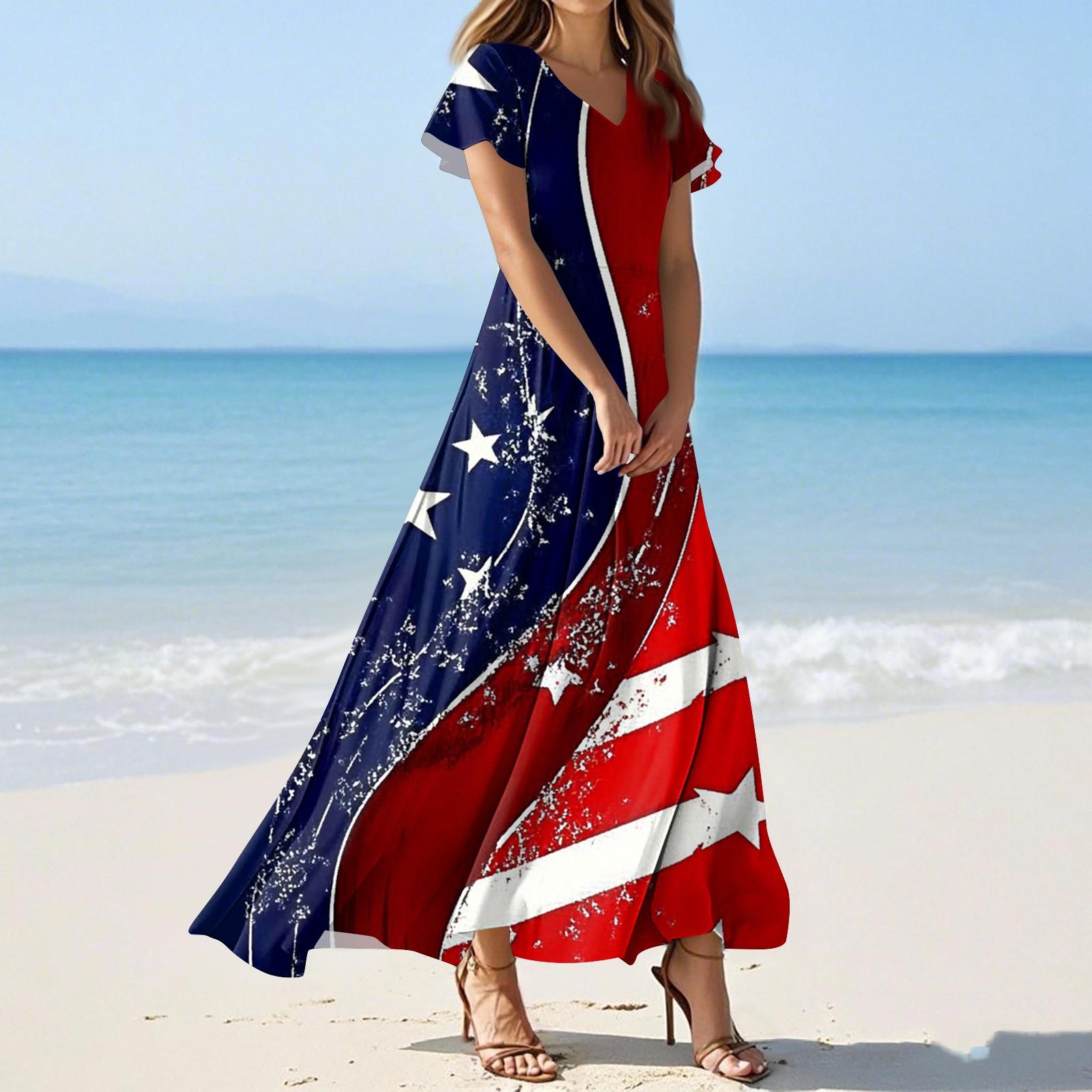 

Жіночі літні повсякденні модні однотонні сукні з V-подібним вирізом і короткими рукавами XL червоний