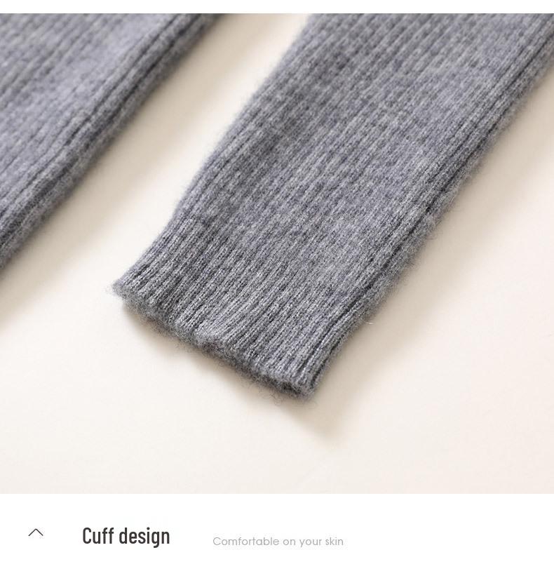 Color-Block Patchwork Cashmere Cardigan - Women's Autumn/Winter 2025 Ribbed Long Sleeve Knit Top