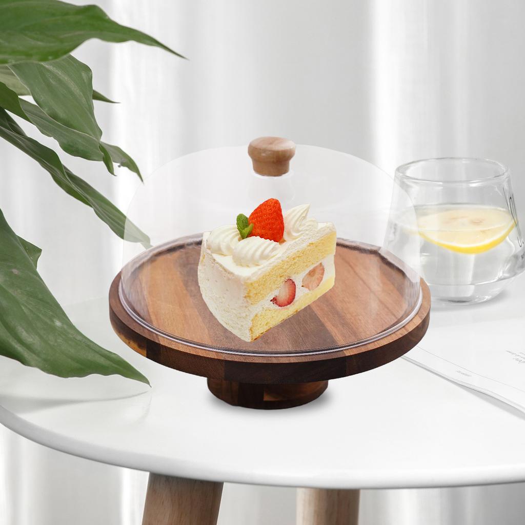 12-Inch Wooden Round Cake Box Pastry Storage Holder Dessert Container Cover Case Cake Cupcake Storage Display Rack Accessories