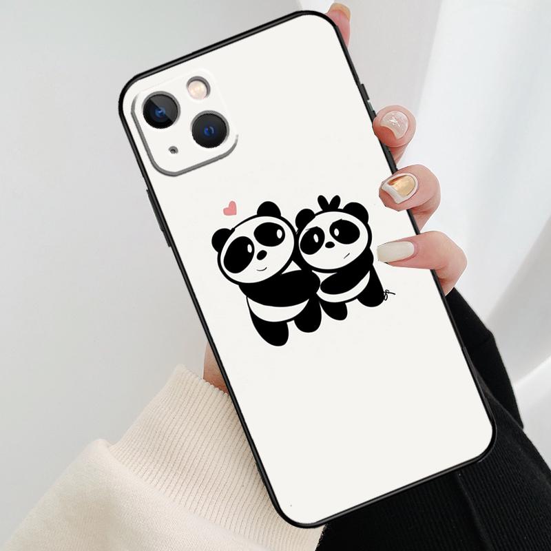 Cartoon Panda Phone Case For iPhone 17 Pro Max 15 14 13 11 12 16 Pro Max mini 15 16 Plus 16e 17 Air Cover