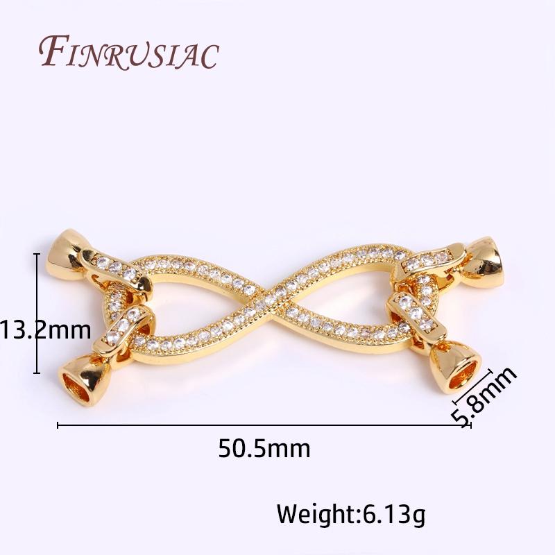 

18K Gold Plated Inlaid Zircon Infinite Connector Clasps For 2-row Pearl Necklace Making,Beads Clasps Fastener DIY Jewelry Making 1 Piece