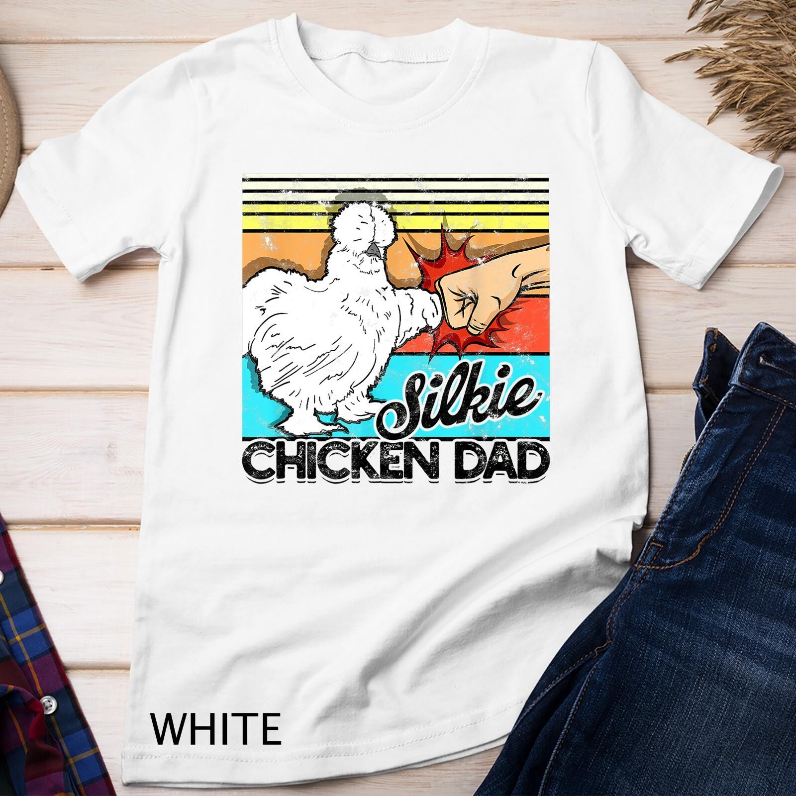 Retro Silkie Chicken Dad Farmer Silky Chickens Unisex T-Shirt Mens Womens Tees Top L