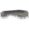 Vidaxl 11-Cz. Garden Lounge Set, Cushions, Grey PE Rattan