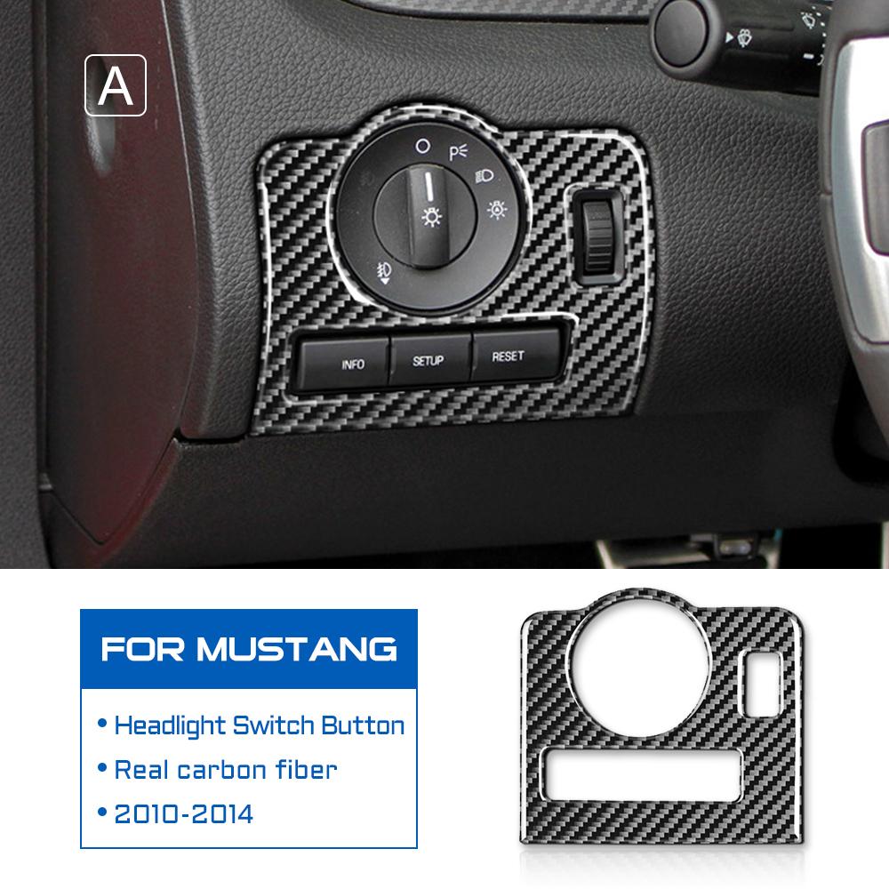 

Справжнє вуглецеве волокно для Ford Mustang 2010 2011 2012 2013 2014 Аксесуари Декоративні накладки на салон Наклейки на кнопки перемикача фар автомобіля