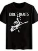T-shirt Graphique Vintage Dire Straits - Design Rétro de Groupe de Rock avec Illustration de Guitariste