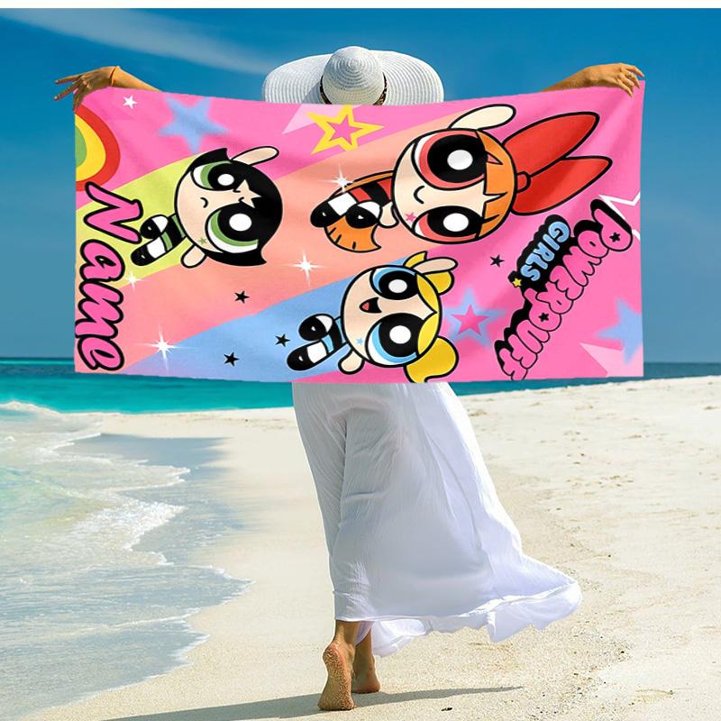 Personalized customized proof beach towel with The Powerpuff Girls pattern - soft, absorbent,quick-drying,perfect swimming,camping&bathing