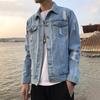 Spring Casual Denim Jacket Men's Trendy Brand All-match Jacket Male Student Tops Trendy Denim Jacket Men