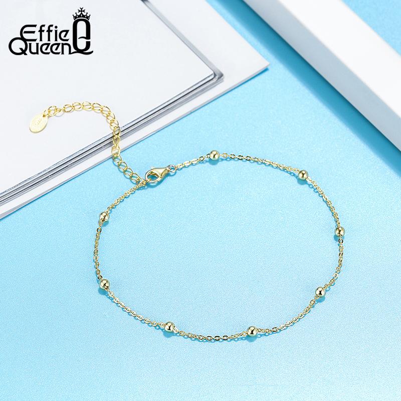 Effie Queen Trendy 925 Sterling Silver Anklet Satellite Link Chain Anklet Bracelet Summer Jewelry Wear Daily Foot Barefoot SA05