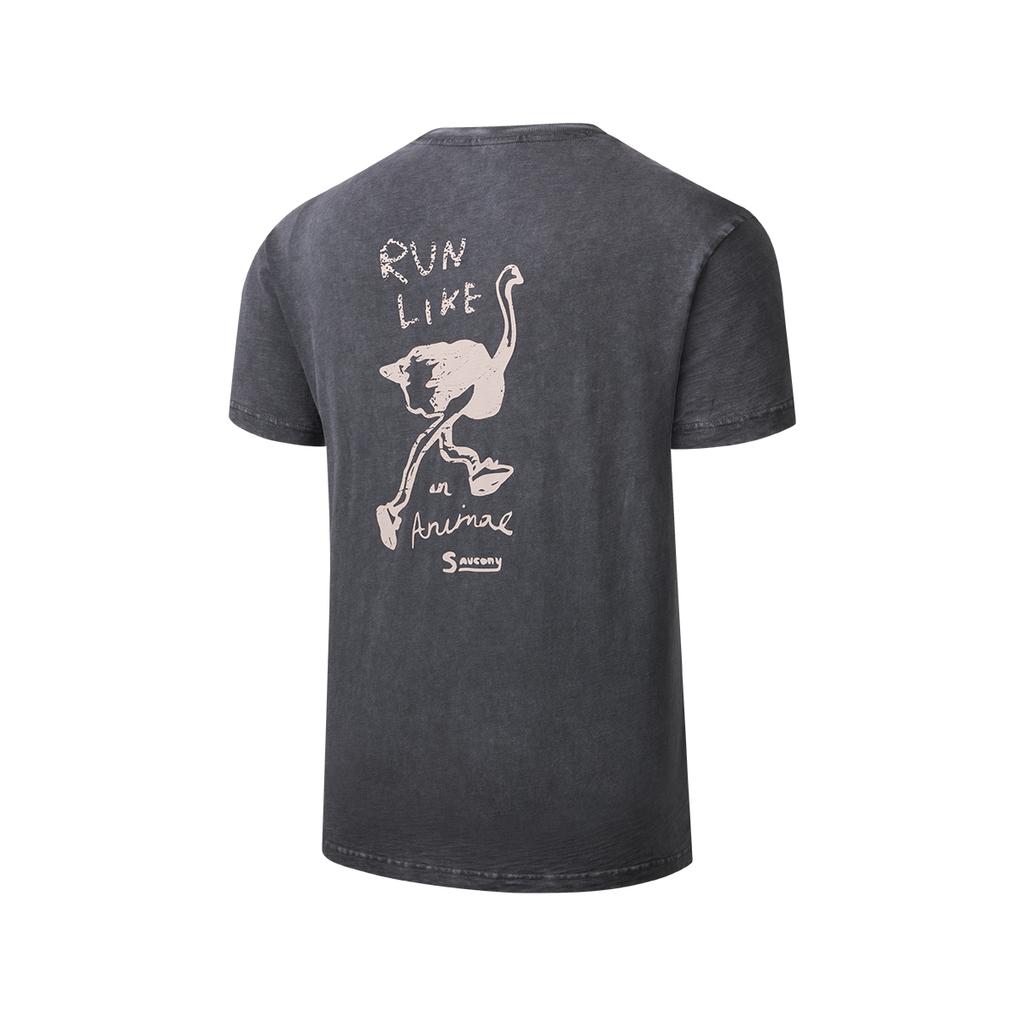 Saucony Fashion Comfortable Soft Versatile Short Sleeve T-Shirt Unisex Tops Dark-Gray SA3259ST13C-BK001