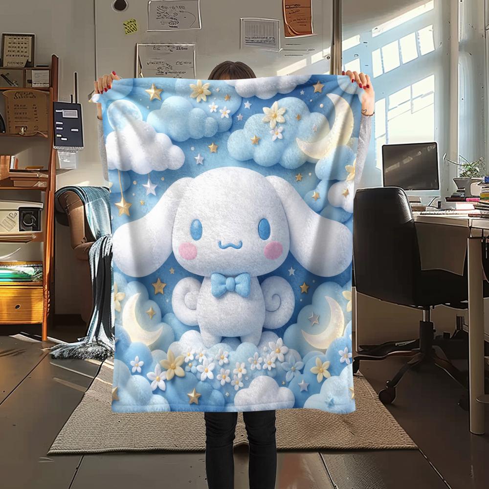 1PC Cinnamoroll Print Flannel Blanket, High Quality All Seasons, Home Decor, Warmth and Comfort, Perfect for Christmas Gifts