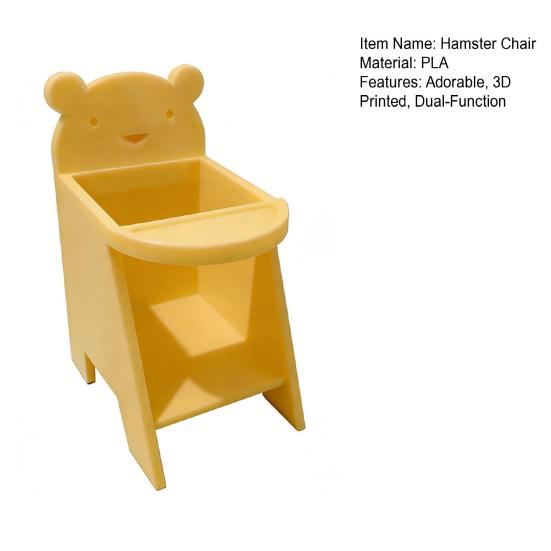 Hamster Dining Chair, 3D Printed Mini Pet Seat, Cute Furniture for Sugar Glider, Rat Cage Decor Accessory