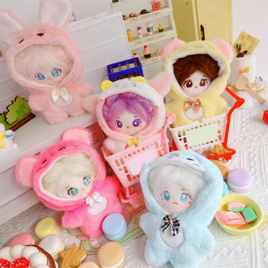 10CM Doll Jumpsuit Hooded Hat Mini Bodysuit Cute Cartoon One-piece Set Soft Cloth Cotton Stuffed