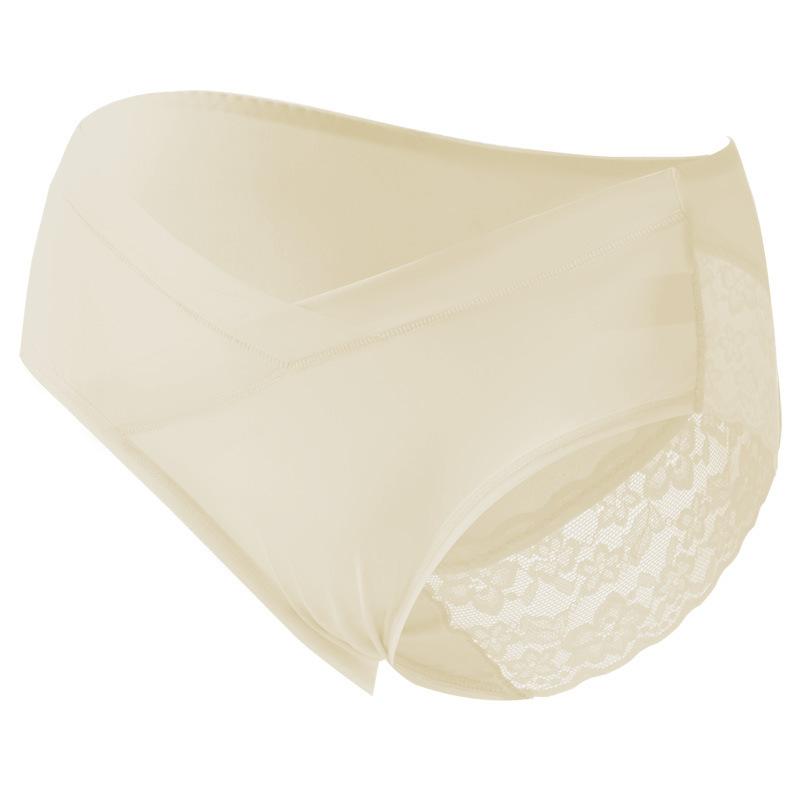 

Бесшовное нижнее белье из ледяного шелка Трусики для беременных с низкой посадкой и эластичным низом Удобная дышащая V-образная поддержка XL телесный