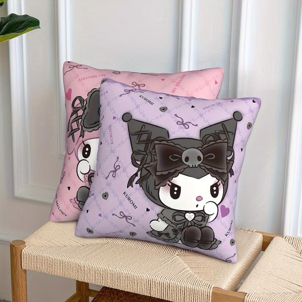 2Pcs Sanrio My Melody X Kuromi Pillow Cover, Polyester 2D Double-Sided Print, Holiday Gift Cute Cushion Case For Bedroom