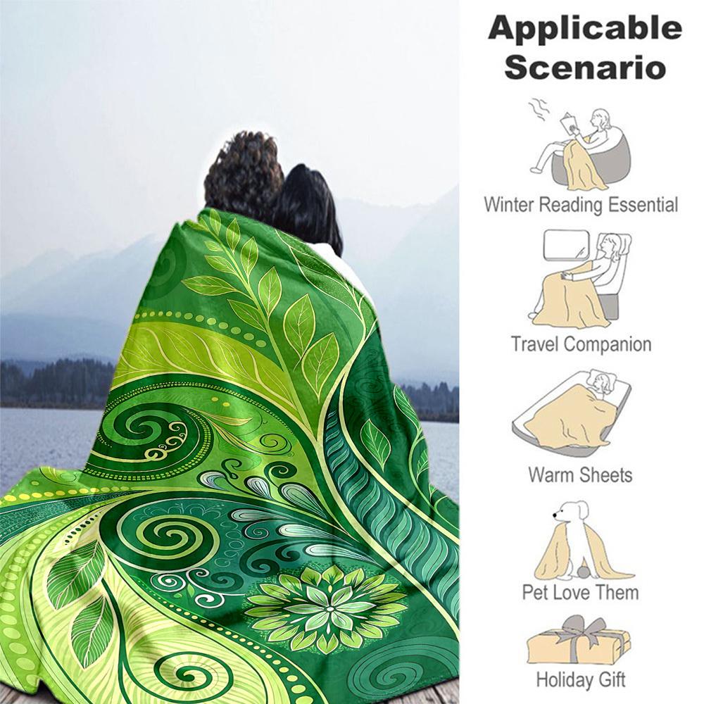 1PC leaf patternOutdoor Flannel Blanket - Soft Plush Decor for Picnics, camping, Bedroom, Playroom, Office, or Lunch Break 1352A