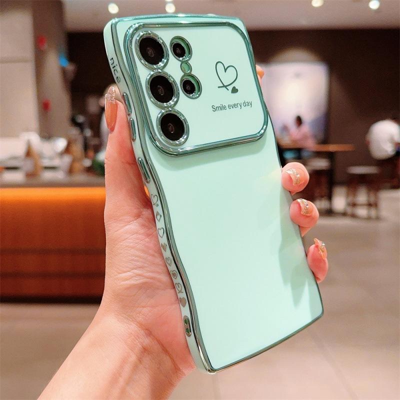 Applicable To Samsung S25ULTRA Electroplated Big Wave Mobile Phone Case S24FE Side Love A56 Anti-drop Protective Case