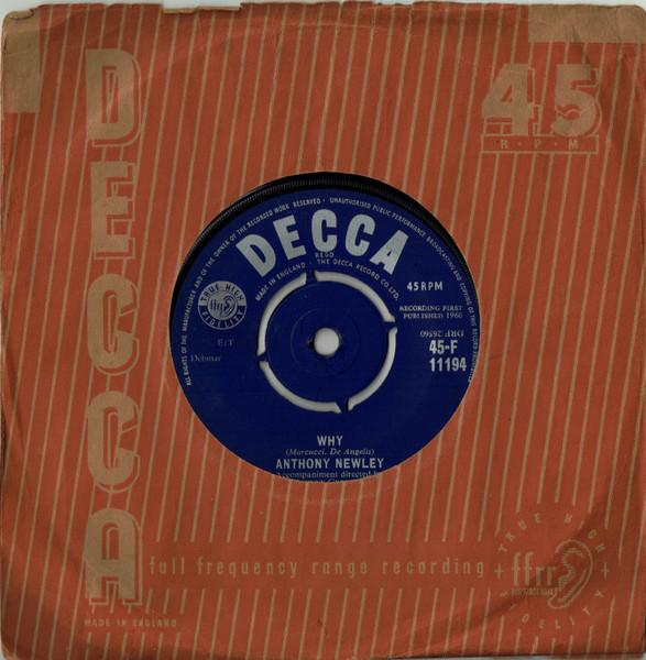 

7inch Record ANTHONY NEWLEY - Why 45F11194 Decca 1960 UK Pop Used