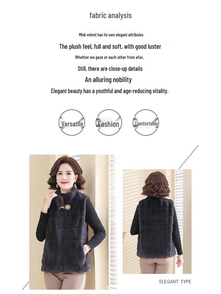 Women's Middle-Aged and Elderly Mink Velvet Winter Vest and Cape