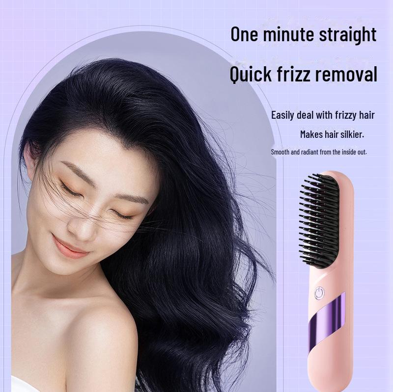 Akumulatorowy Bezprzewodowy Grzebień do Kręcenia i Prostowania: Pielęgnacja włosów jonami ujemnymi, Nieniszcząca, Podwójnego zastosowania, Przenośna i Bezprzewodowa