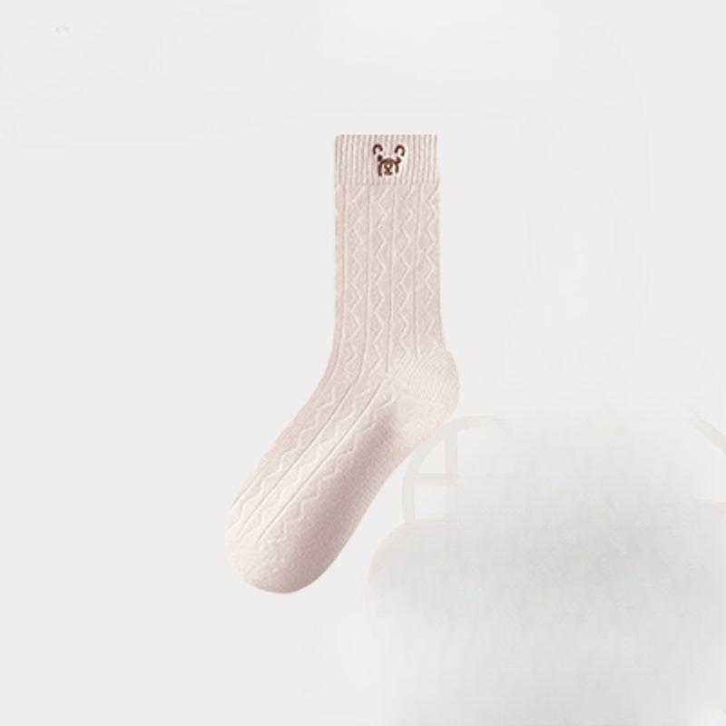 

Носки Маленький медвежонок Женские осенне-зимние носки Дышащие до середины икры Однотонные студенческие носки До середины икры Тонкие Мультяшные Милые Хлопковые носки 1 pair