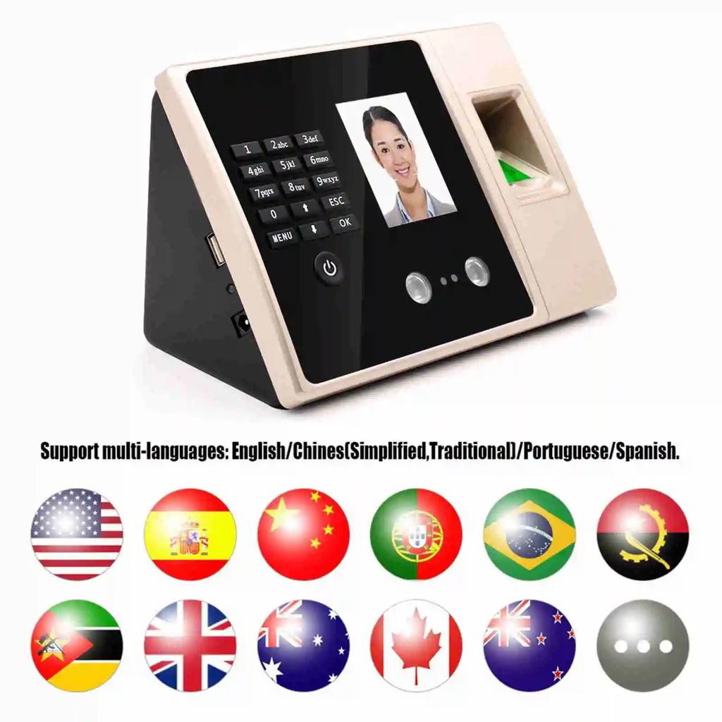 Attendance Machine Intelligent Biometric Fingerprint Time with HD Display Screen Time Clock Support Face Fingerprint Password