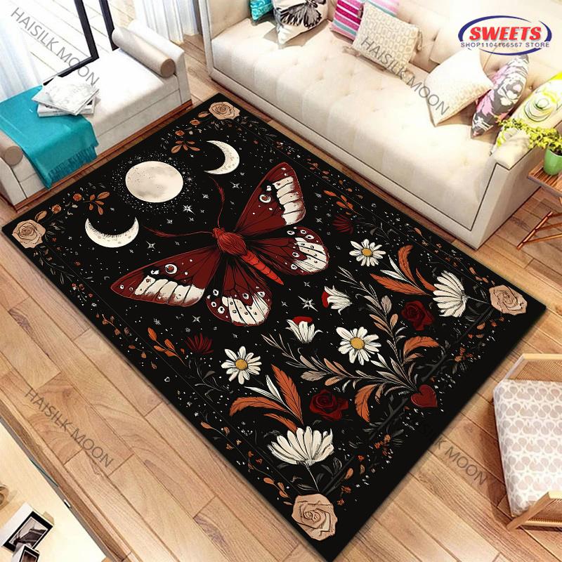 1PC Sun Moon Starry Sky Flower Grass Theme Printed Carpet ! Rug for Living Rooms Bedrooms, Office Areas, Four Seasons Mat Gifts