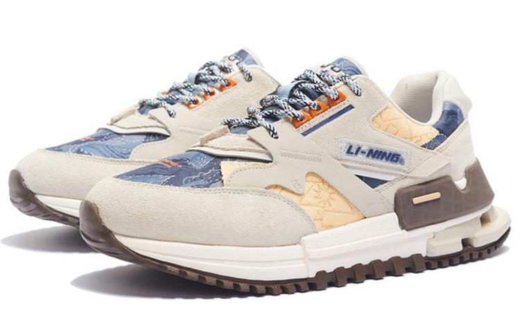 Li Ning Ingenuity Textile, Synthetic Leather Cushioning Slip Resistant Abrasion Resistant Low Top Casual Shoes Men's AZGS077-3