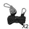 2x Pulley Ratchet Rope Hanger with Carabiner Non Slip Tightener Fast Locking Tent Wind
