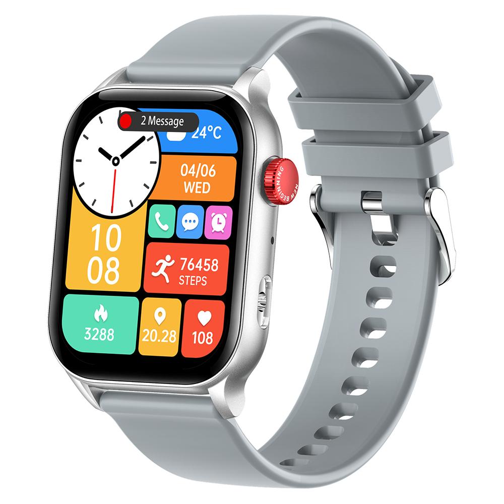 

KR86 1,95-дюймовий AMOLED екран Смарт-годинник Моніторинг здоров я Спортивний годинник Підтримка дзвінків через Bluetooth Silver+Silicone Strap