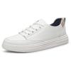Men's Handmade Retro White Low-Top Board Shoes - Versatile Cowhide Casual Flats for Spring