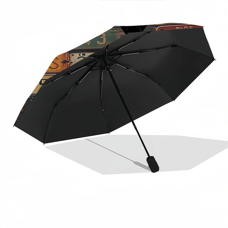 License plates, Background Themed Automatic Opening and Closing Umbrella, Brightly Colored 8-rib Portable Umbrella, Suitable for Men and Wom