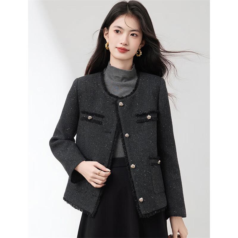 Xinfeyu Light Luxury French Style Wool Blend Coat