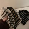Retro gestreifte Woll-Mittelwaden-Scrunch-Socken für Damen - Warm & Dick für Herbst/Winter