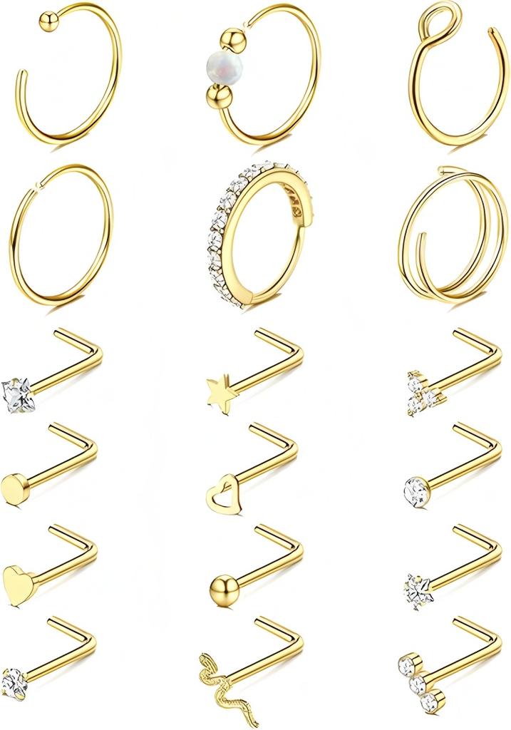 Fashion New Product: Opal Nose Nail Set 316L Stainless Steel Love Nose Ring High Quality Ear Bone Nail Piercing Jewelry
